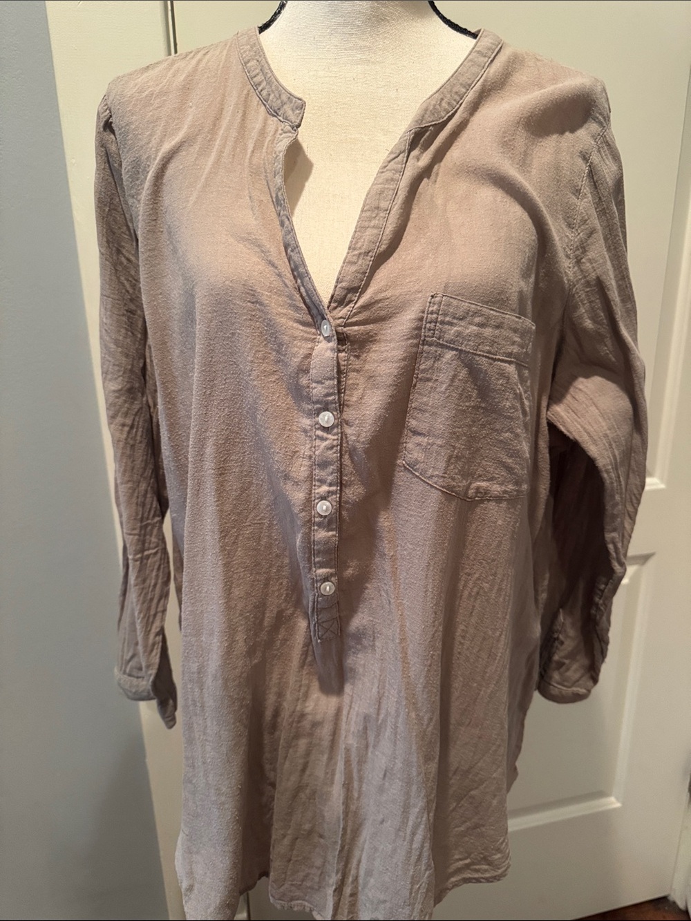 Old Navy Taupe Button-Down Henley Tunic